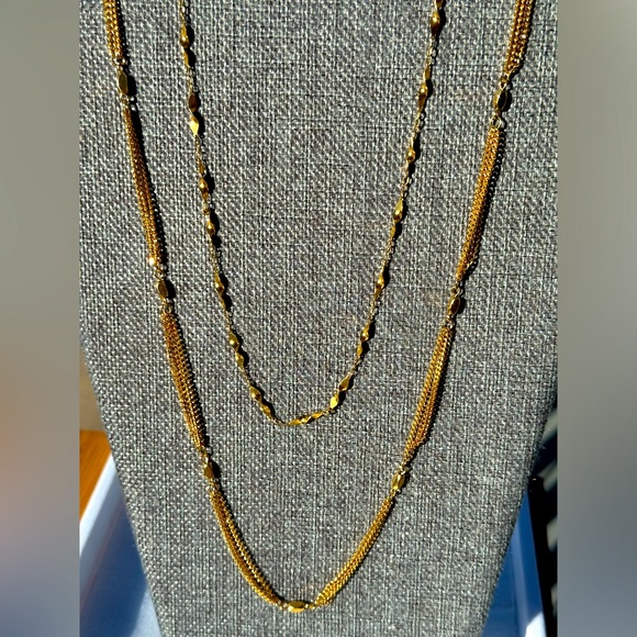Crown Trifari 2 Gold Plate Chains 18” 24” - Picture 2 of 4